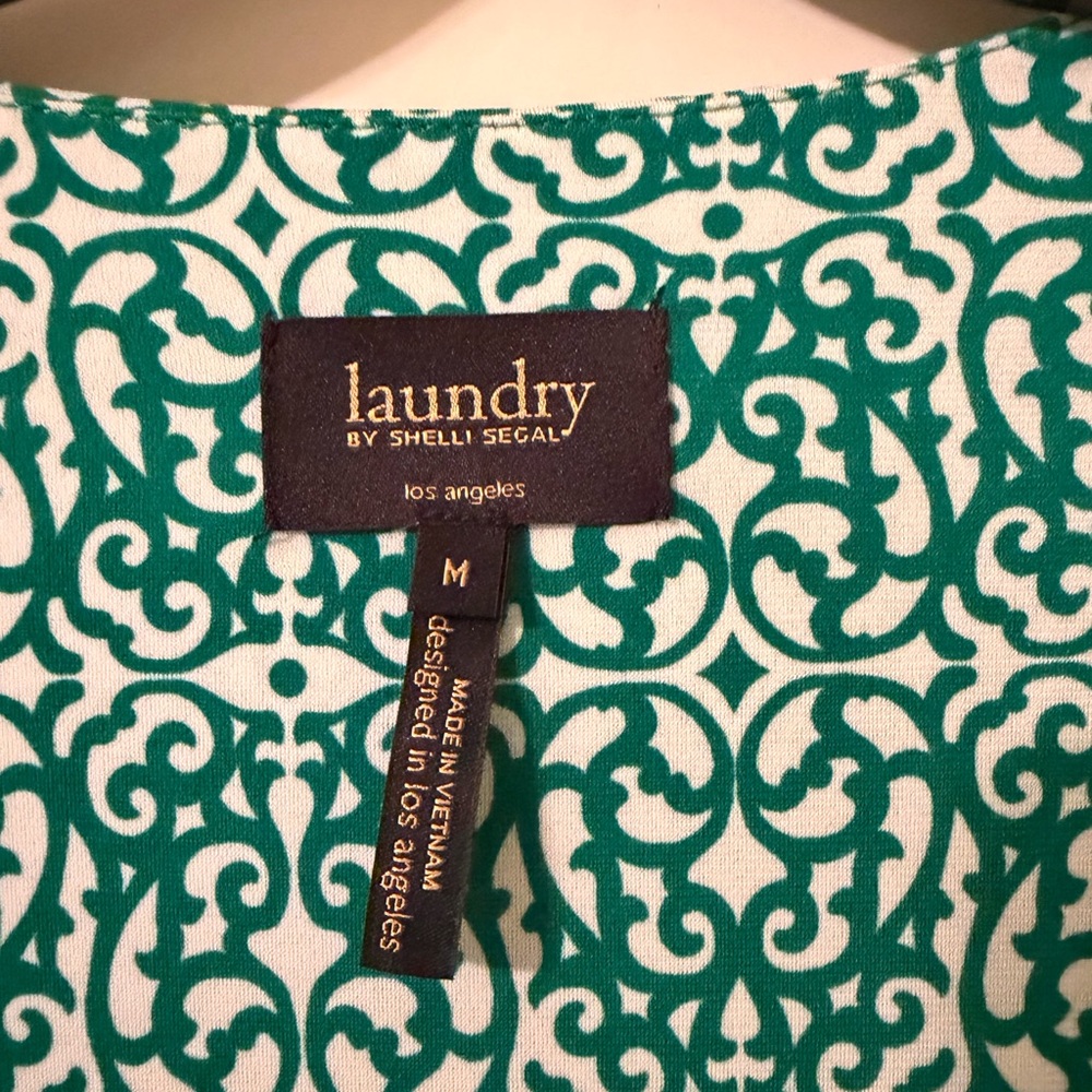 Laundry By Shelli Segal Teal Patterned Wrap Dress - Picture 3 of 4